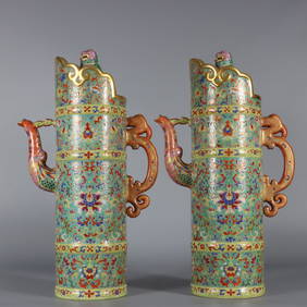 A Exquisite Enamel Outline in gold Lotus Pattern Ewer (1 of 9)