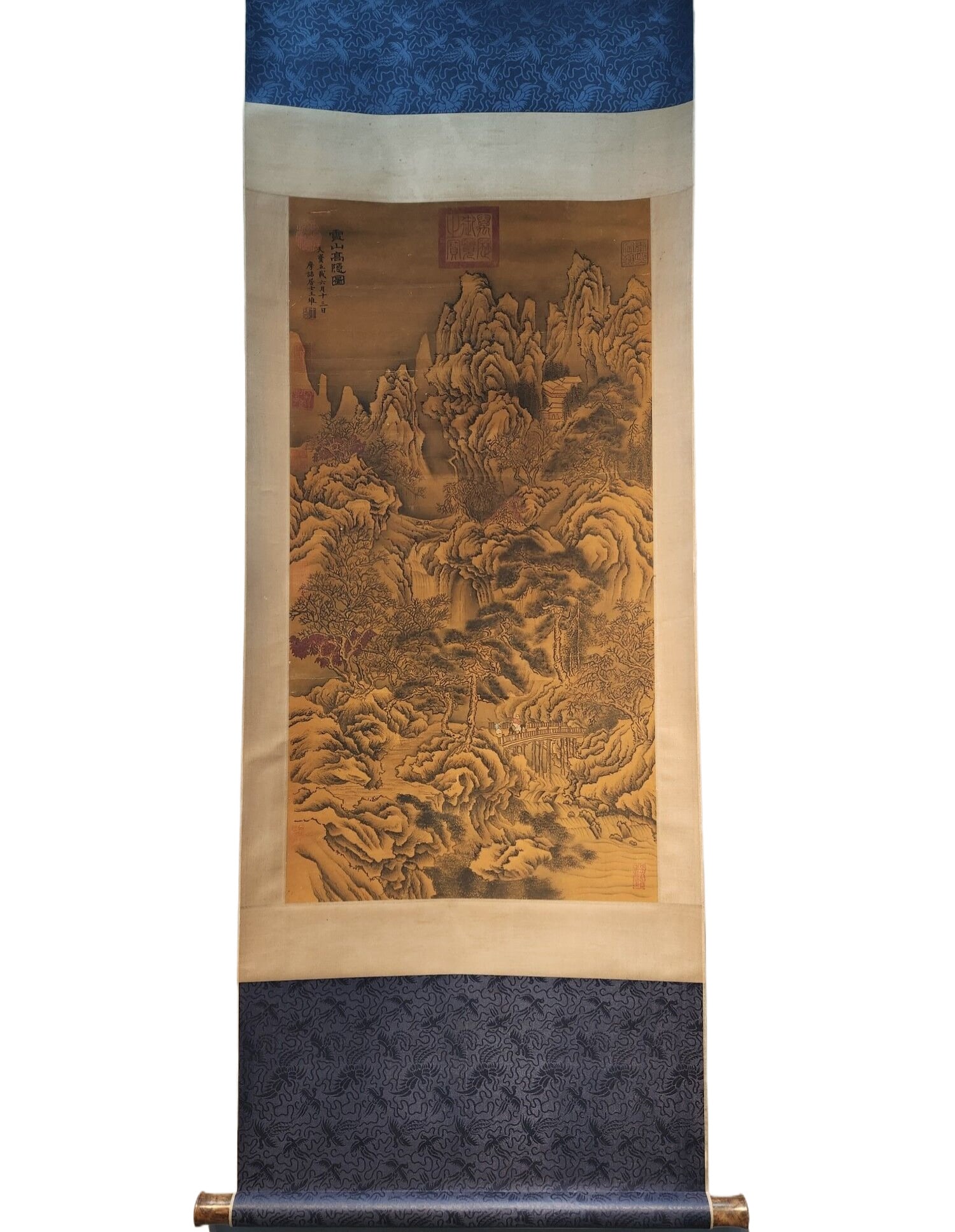 A Chinese Vertical Scroll Ink Painting of Landscape on Paper,Wang Wei: A Chinese Vertical Scroll Ink Painting of Landscape on Paper,Wang Wei,Size(Without frame):92cmx48cm 一幅中国水墨山水画立轴,王