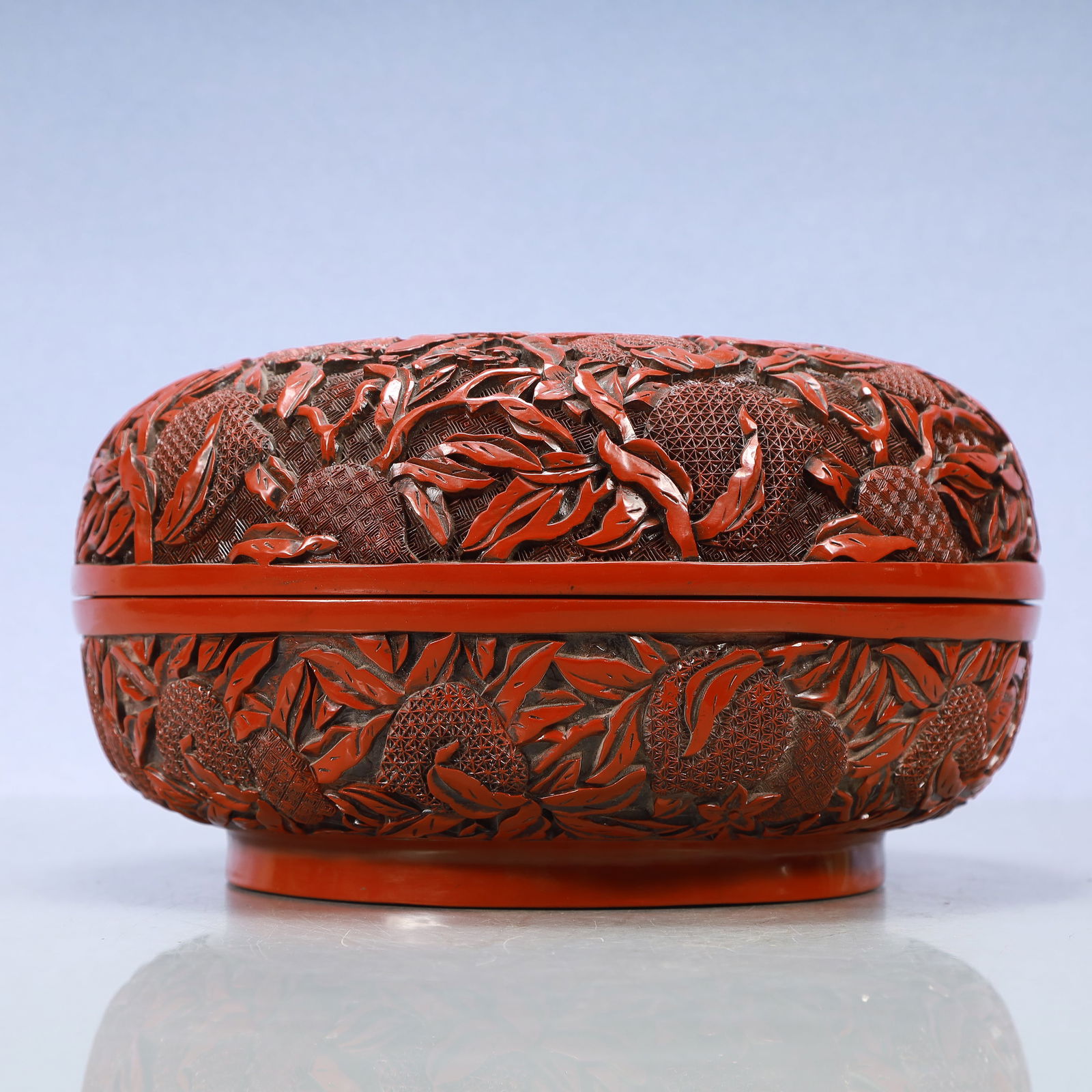 A Exquisite Carved Red Lacquer Flower and Fruit Pattern Box (1 of 6)