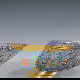 An Exquisite Cloisonne Eight Treasures Pattern Bowl: An Exquisite Cloisonne Eight Treasures Pattern Bowl Qing Dynasty China Qianlong Four-character Mark Size:12cmx24.5cm Weight:3200g &#26223;&#27888;&#34013;&#20843;&#23453;&#32441;&#30871; &#20013;&#222