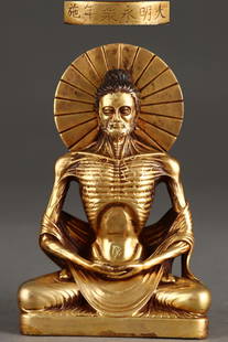 A Solemn Gilt Bronze Buddha Statue: A Solemn Gilt Bronze Buddha Statue,Ming Dynasty, China,Yongle Six-character Mark,Size:11.5cmx7.3cm,Weight:0.7kg &#38108;&#37775;&#37329;&#20315;&#20687;,&#20013;&#22269;&#26126;&#20195;,&#27704;&#2004