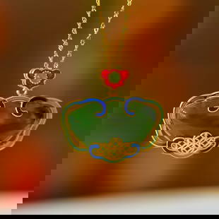 An Exquisite Sterling Silver-Gold Plated Inlaid Jasper Pendant: An Exquisite Sterling Silver-Gold Plated Inlaid Jasper Pendant,Size:0.8inx1.2in &#32431;&#38134;&#38208;&#37329;&#38262;&#30887;&#29577;&#21514;&#22368;,Size:20mmx30mm