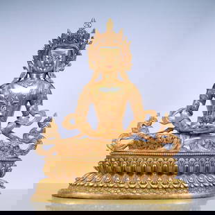 A Exquisite Gilt Bronze Buddha statue: A Exquisite Gilt Bronze Buddha statue Ming Dynasty, China Size:13.8inx11.4inx18.9in Weight:10800g&#38108;&#37775;&#37329;&#38271;&#23551;&#20315;&#20315;&#20687; &#20013;&#22269;&#26126;&#20195; Size: