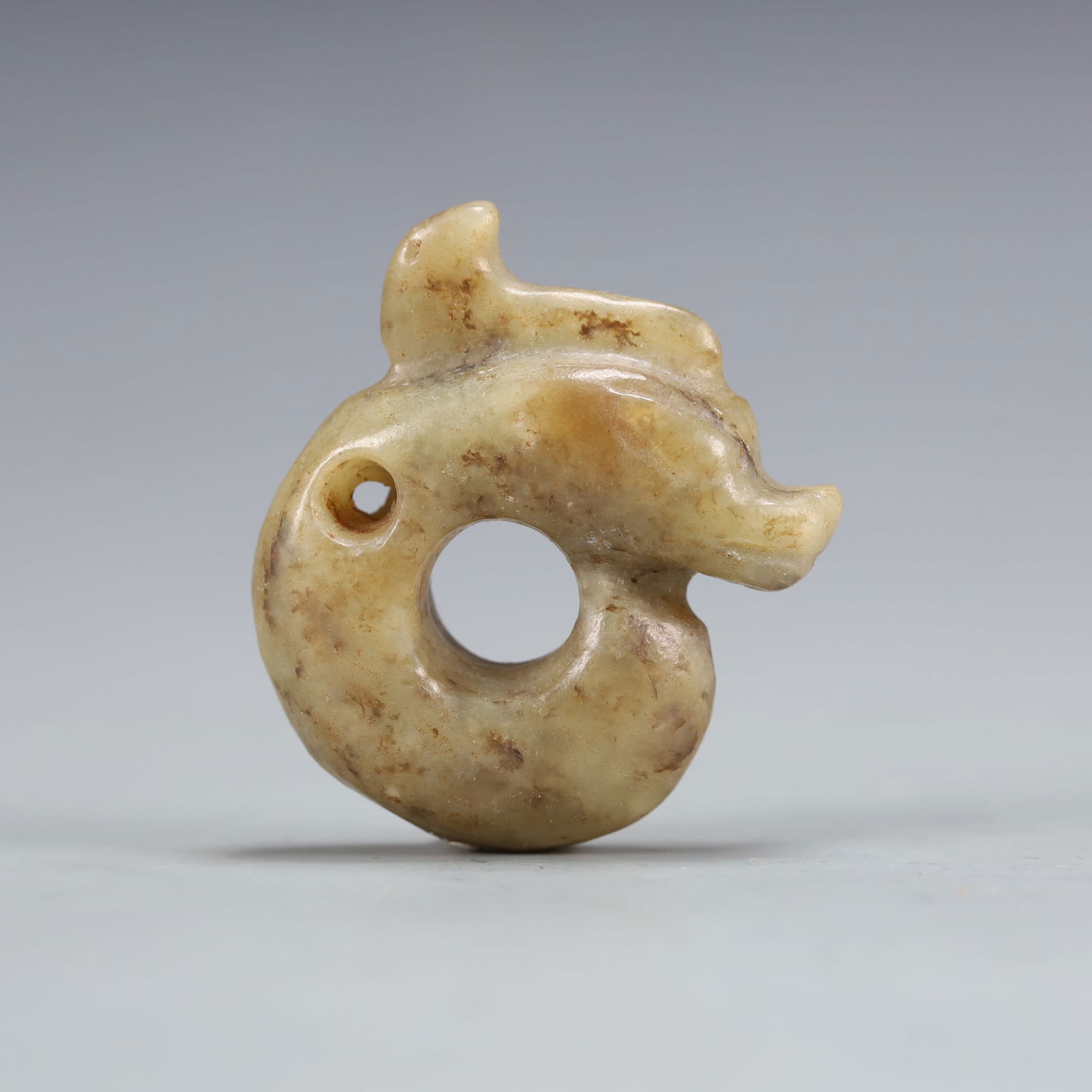 A Exquisite Hongshan Culture White Jade 'Boar& Dragon' Ornament (1 of 5)