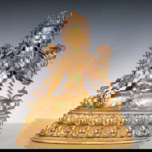 A Exquisite Gilt Bronze Statue of Tara Buddha statue: A Exquisite Gilt Bronze Statue of Tara Buddha statue Qing Dynasty, China Qianlong Six-character Mark Size:10.6inx7.3inx13.4in Weight:3700g&#38108;&#37775;&#37329;&#24230;&#27597;&#20315;&#20687; &#200