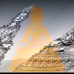 A Exquisite Gilt Bronze Statue of Amitayus Buddha statue: A Exquisite Gilt Bronze Statue of Amitayus Buddha statue Qing Dynasty, China Size:10.2inx7.1inx13in Weight:3650g&#38108;&#37775;&#37329;&#26080;&#37327;&#23551;&#20315;&#20687; &#20013;&#22269;&#28165