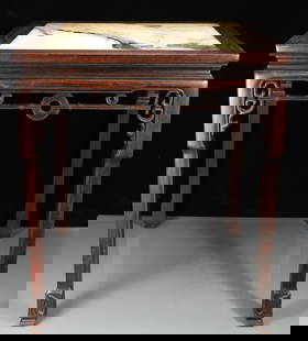 A Exquisite Zitanwood Inlaid Marbled Table: A Exquisite Zitanwood Inlaid Marbled Table Qing Dynasty, China Size:26.4inx30.3in Weight:19300g&#32043;&#27264;&#26408;&#23884;&#22823;&#29702;&#30707;&#26700;&#23376; &#20013;&#22269;&#28165;&#20195;