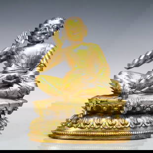 A Exquisite Gilt Bronze Statue of Mammon: A Exquisite Gilt Bronze Statue of Mammon Ming Dynasty, China Size:5.9inx3.5inx6.9in Weight:1800g&#38108;&#37775;&#37329;&#36130;&#31070; &#20013;&#22269;&#26126;&#20195; Size:15cmx9cmx17.5cm Weight:18
