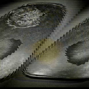 An Exquisite Auspicious Beast Pattern Inkstone,With Poem: An Exquisite Auspicious Beast Pattern Inkstone,With Poem,Qing Dynasty, China,Wang Maolin Mark &#29790;&#20861;&#32441;&#30746;&#21488;,&#24102;&#35799;&#25991;,&#20013;&#22269;&#28165;&#20195;,