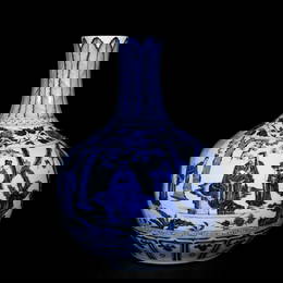 A Huge Blue and White Character and Story Pattern Vase