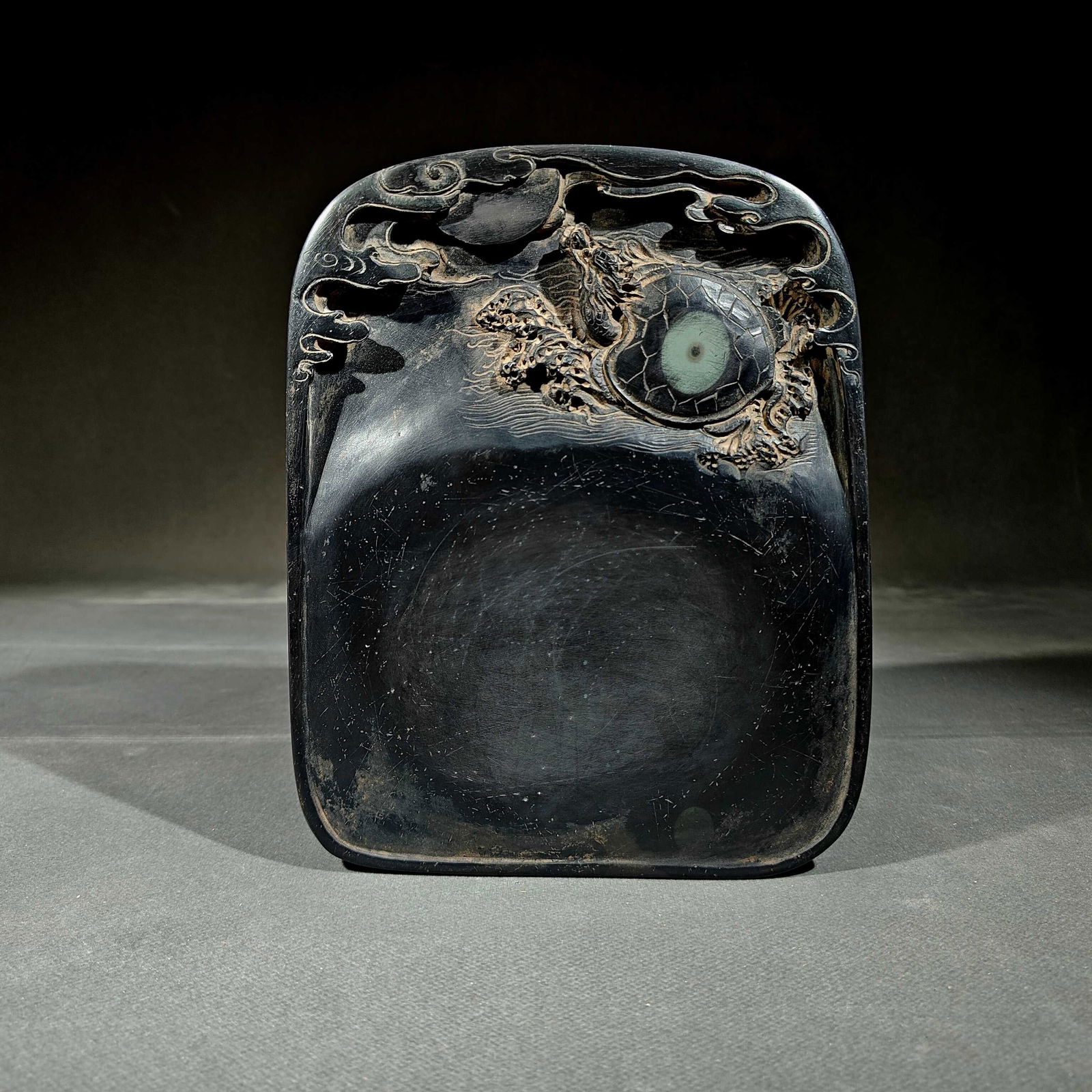 An Exquisite Auspicious Beast Pattern with poem Inkstone (1 of 9)