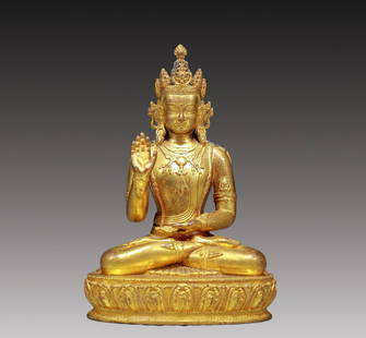 A Solemn Gilt Bronze Statue of Avalokitesvara: Estimated Value:3000-6000. A Solemn Gilt Bronze Statue of Avalokitesvara,Ming Dynasty, China,Size:2.8inx2inx3.9in,Weight:235g &#38108;&#37775;&#37329;&#35266;&#38899;&#20687;&#65292;&#26126;&#20195;