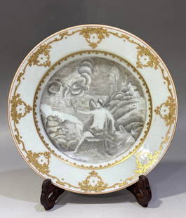 A Rare Ink Color Figures Pattern Plate: A Rare Ink Color Figures Pattern Plate,The Republic of China,Size:8.7in &#22696;&#24425;&#20154;&#29289;&#32441;&#30424;,&#27665;&#22269;
