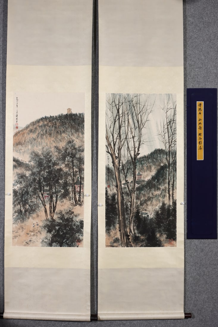 A Fabulous Chinese Vertical Scroll Ink Painting of Landscape on Paper?: A Fabulous Chinese Vertical Scroll Ink Painting of Landscape on Paper​,Modern Time of China​,Fu Baoshi​,Without frame Size:37.8inx17.3in​ 一幅精美௚