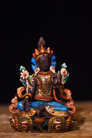 An Exquisite Yak bone Inlaid Gems Statue of Tara