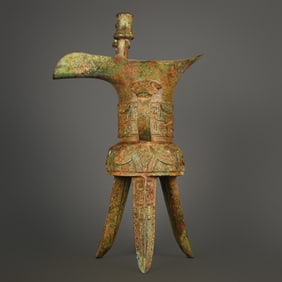 An Exquisite Bronze Beast-Face Pattern Goblet