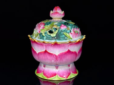 An Exquisite Famille-Rose Painted Gold Flower Pattern Censer