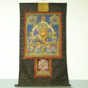 An Exquisite Brocade Painted Color Statue of Mammon Tangka