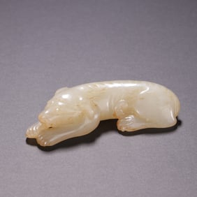 An Exquisite White Jade Dog Ornament