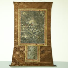 An Exquisite Brocade Painted Color Statue of Mammon Tangka