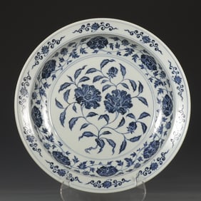 An Exquisite Blue and White Lotus Pattern Plate