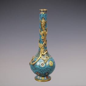 A Exquisite Cloisonne Lotus Pattern Dragon Pattern Vase