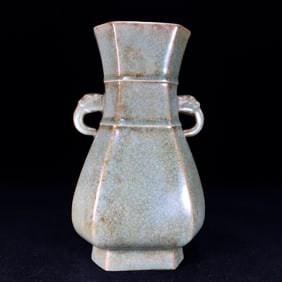 An Exquisite Ru yao Double-Ears Vase