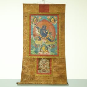 An Exquisite Brocade Painted Color Statue of Vajra Tangka