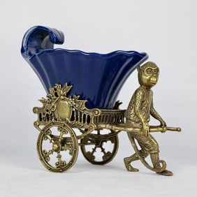 An Exquisite Blue Glazed Inlaid Bronze Ornament