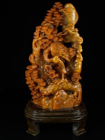 An Exquisite Tianhuang Stone Pine and Crane Pattern Ornament