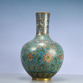 A Exquisite Cloisonne Beast-Face Pattern Lotus Pattern Vase