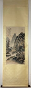 A Chinese Vertical Scroll Ink Painting of Landscape on Paper