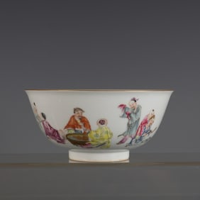An Exquisite Famille-Rose Character and Story Pattern with poem Bowl