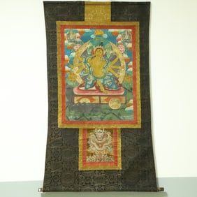 An Exquisite Brocade Painted Color Statue of Marici Tangka