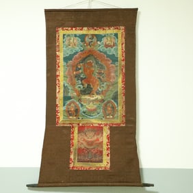 An Exquisite Brocade Painted Color Statue of Dakini Tangka