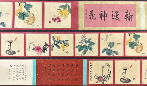 A Chinese Hand Scroll Ink Painting of Insect on Paper