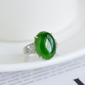 An Exquisite Silver Inlaid Jasper Ring