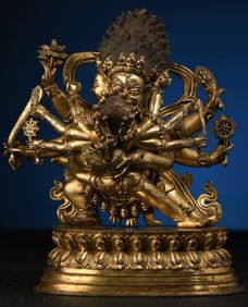 A Rare Gilt Bronze Chakrasamvara Statue