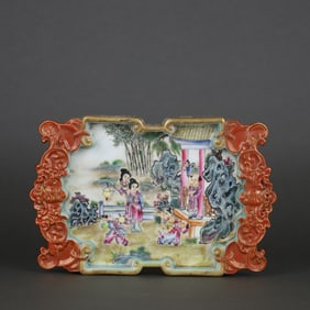 A Rare Famille-Rose Figure Story Pattern Brush Washer