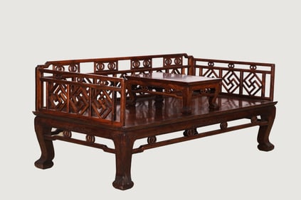 Huanghuali Luohan Bed with Stools