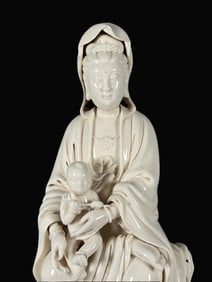 A Rare Blance-De-Chine Statue of Avalokitesvara
