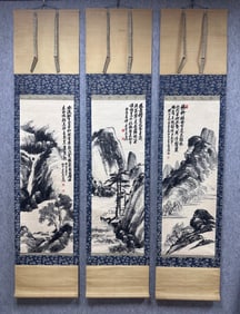 A Set of Chinese Painting of Landscape on Paper With a croll