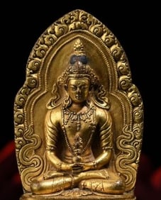 A Rare Gilt Bronze Amitayus Buddha