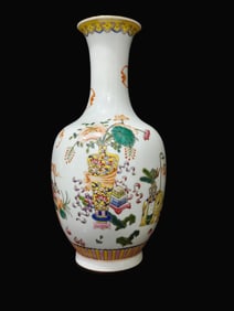 A Rare Famille-Rose Bogu Pattern Vase