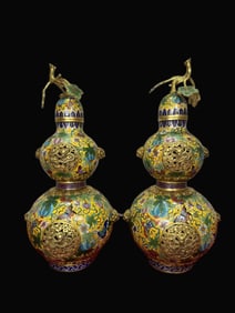 A pair of Rare Cloisonne Gourd