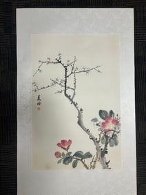 A Chinese Ink Painting of Landscapes on Silk,Modern Time of China,Song Meiling,without frame size: