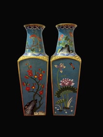 A pair of Rare Cloisonne Flower Pattern Vase