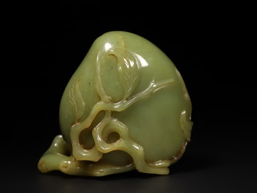 A Rare Hetian Jade Yellow Jade Peach Ornament