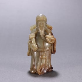 A Rare Hetian Jade God of Wealth Statue