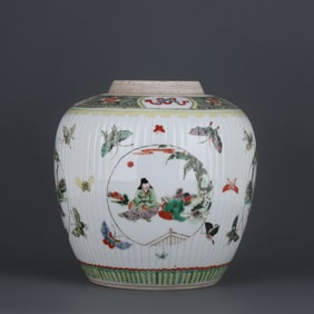 A Rare Wucai Figure Story Pattern Jar